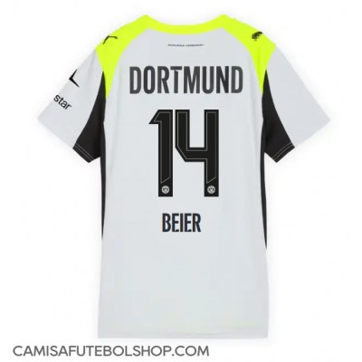 Camisa de time de futebol Borussia Dortmund Maximilian Beier #14 Replicas 2º Equipamento Feminina 2025-26 Manga Curta Camisa de time de futebol Borussia Dortmund Maximilian Beier #14 Replicas 2º Equipamento Feminina 2025-26 Manga Curta